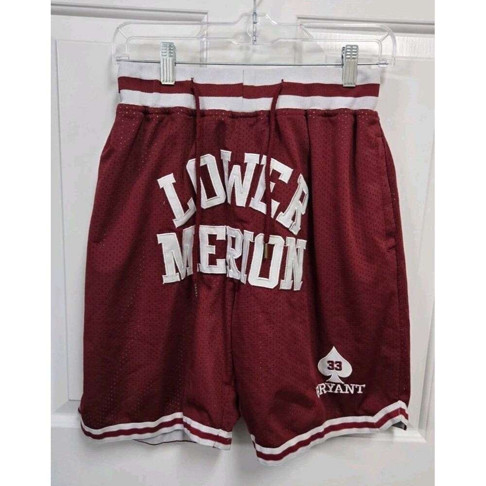 Just Don Lower Merion Shorts Size L Kobe Bryant 33 Basketball Mesh Maroon Red